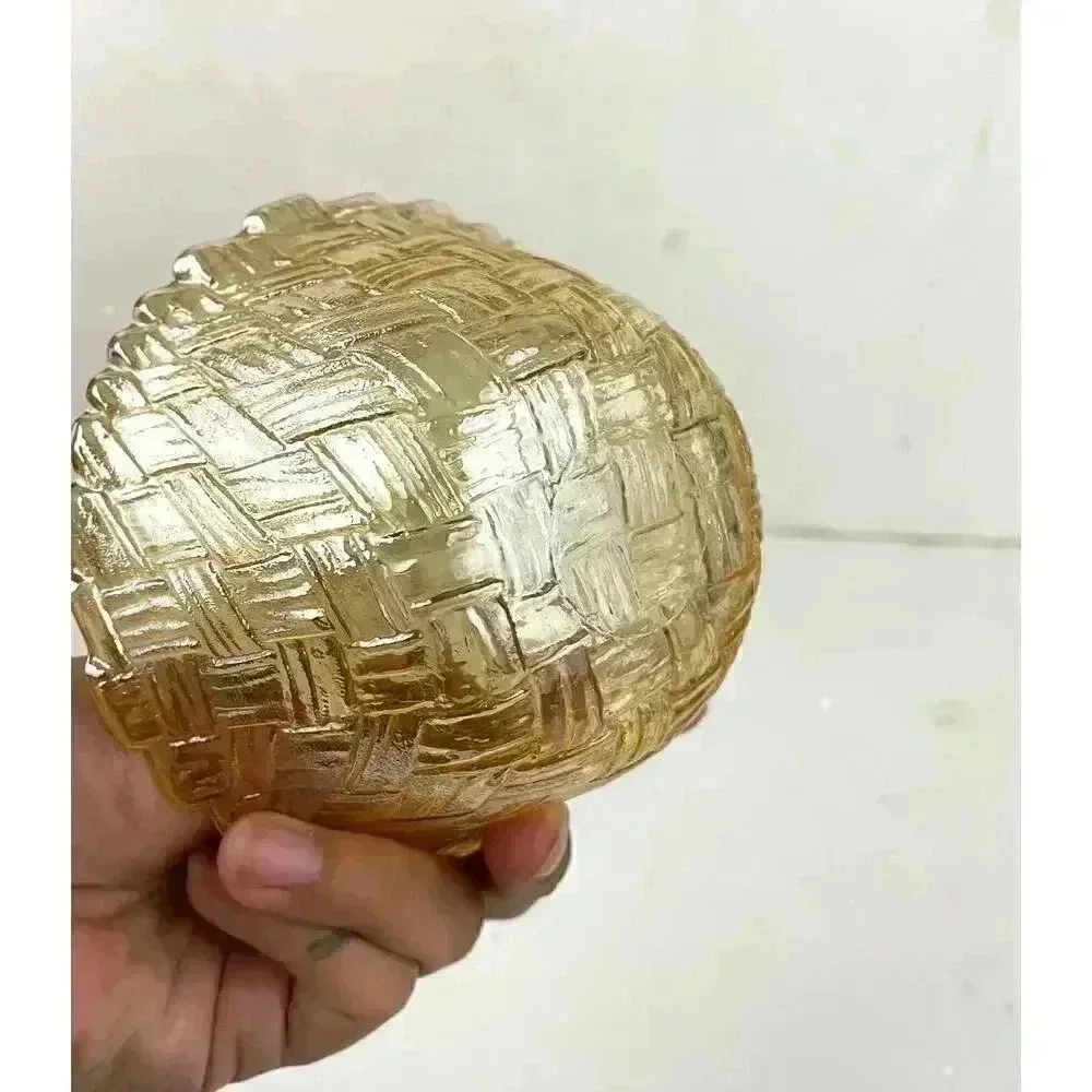 VTG Indiana Amber Carnival Glass Bowl Basket Weave Pattern‎ 2.5